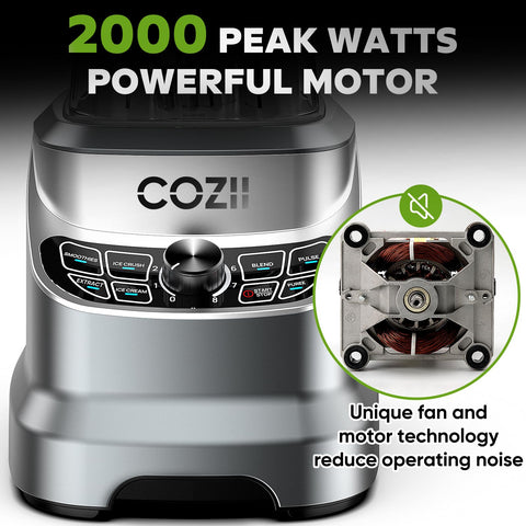 COZII blender base with dishwasher-safe design for quick cleanup.