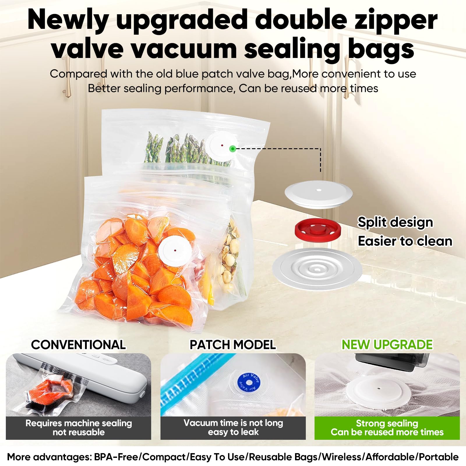 COZII Food Saver demonstrates 60KPa suction for airtight freshness.