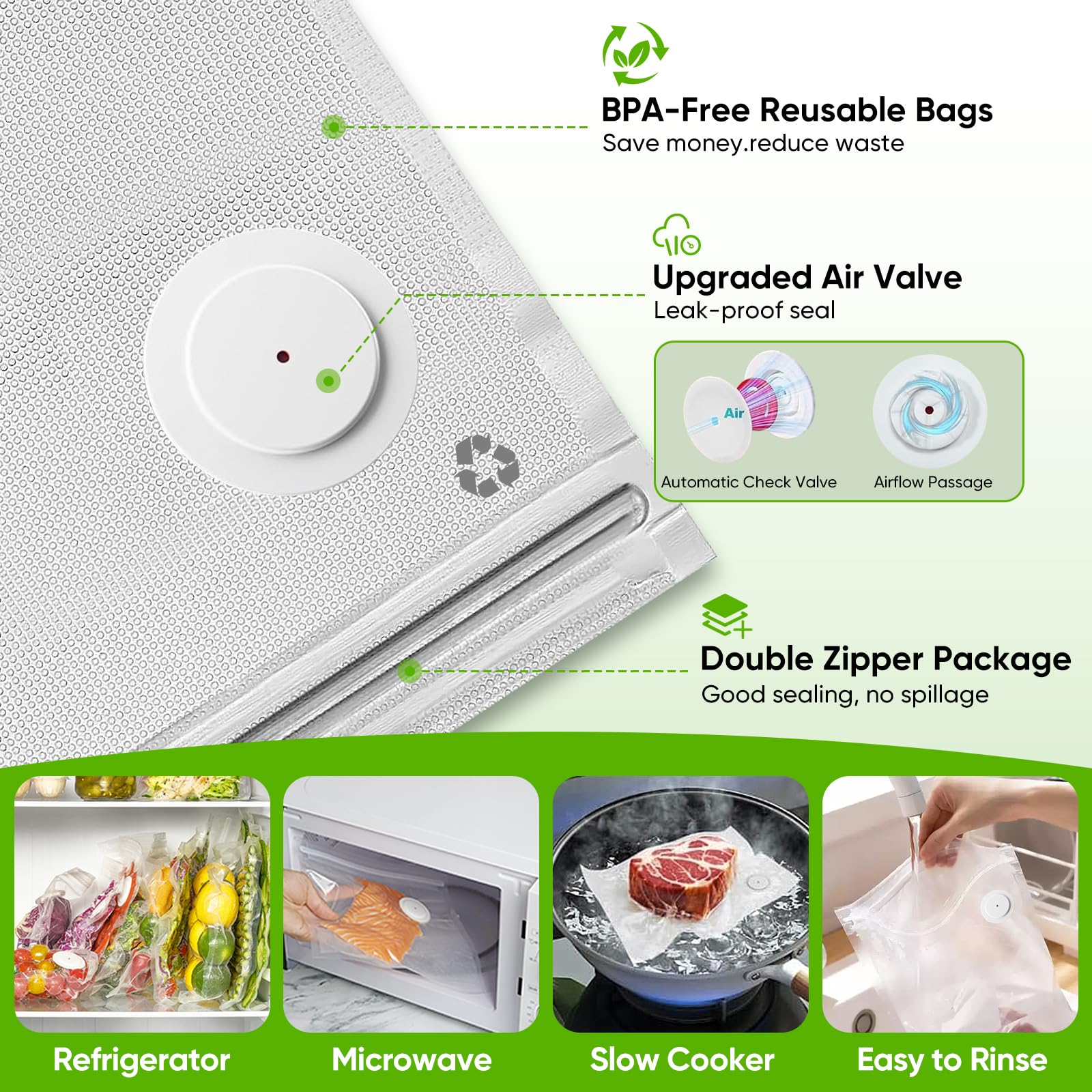 COZII BPA-free bags are reusable and freezer-safe for versatile storage.