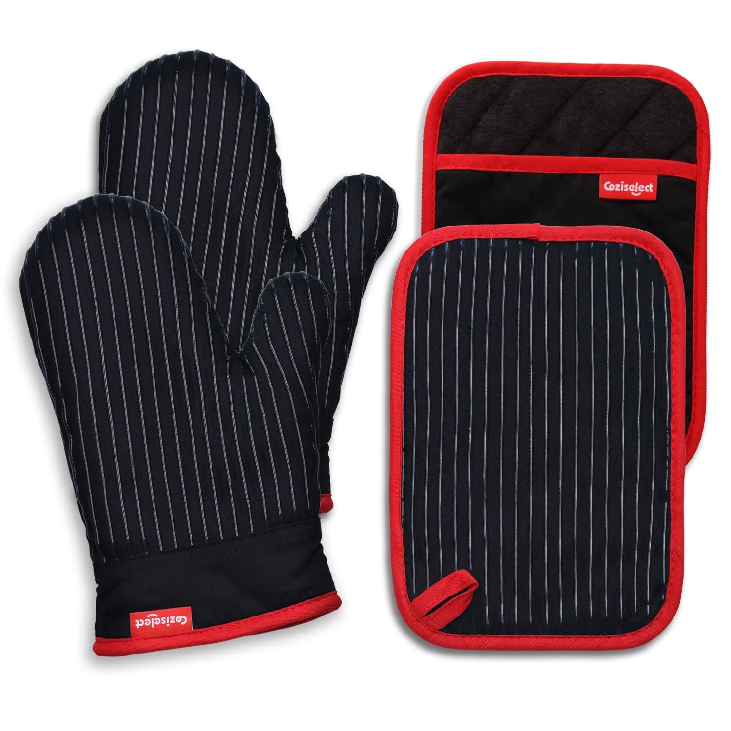 Coziselect oven mitts and pot holders front view for safe handling