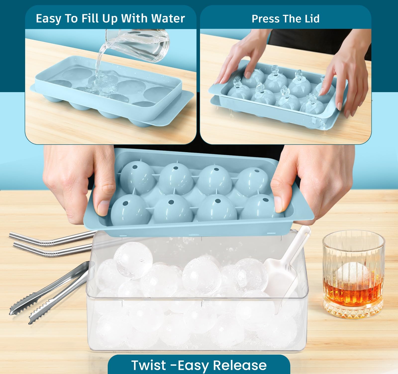 Cozy Kitchen Essentials easy-release round ice trays for effortless cube release