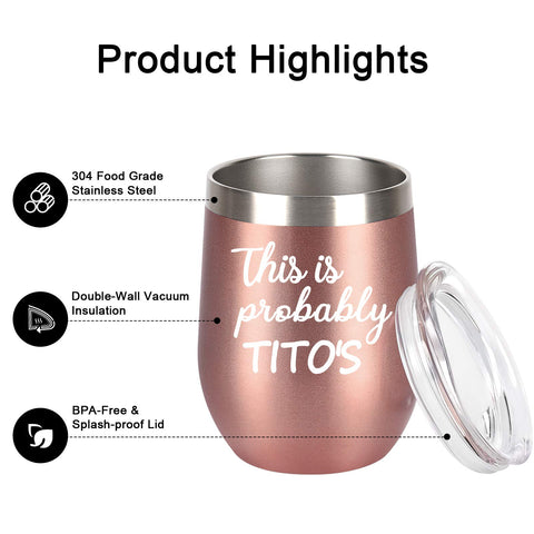 CozyHome Tito's wine tumbler with straw showcases convenient on-the-go hydration.