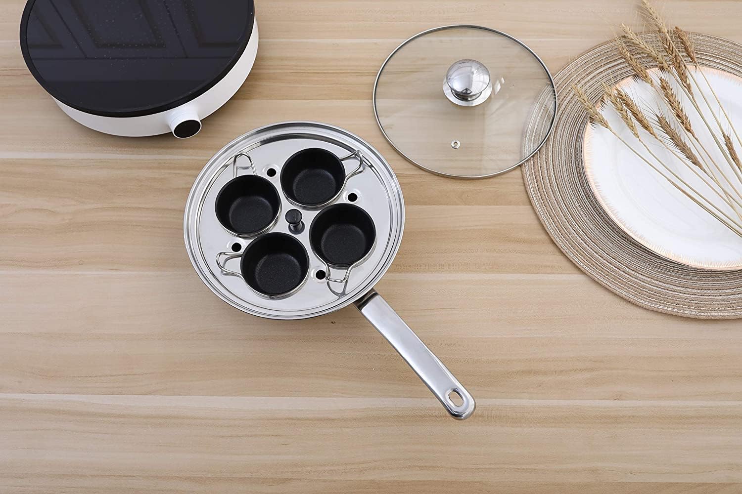 CozyKit tempered glass lid with steam vent helps monitor moisture for consistent poaching