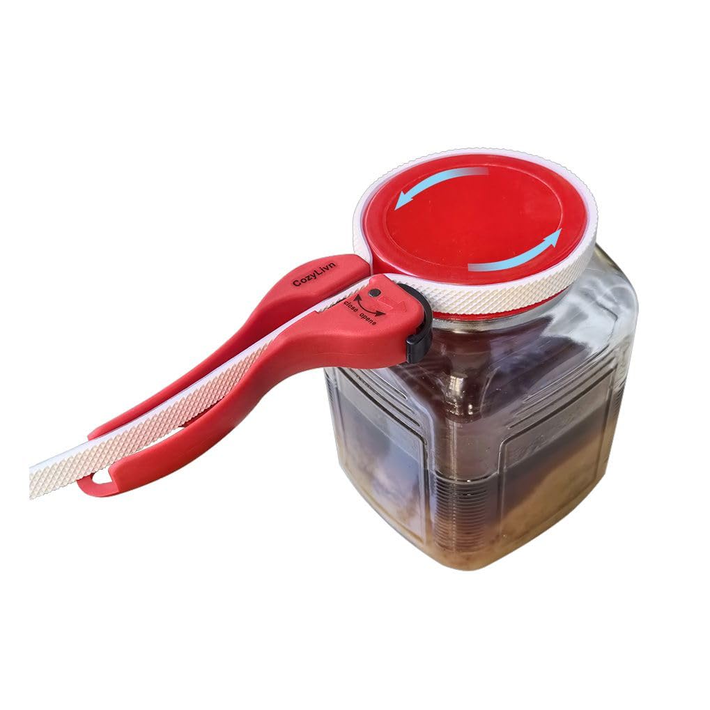 CozyLivn arthritis-friendly belt wrench grips a tiny lid for easy opening.