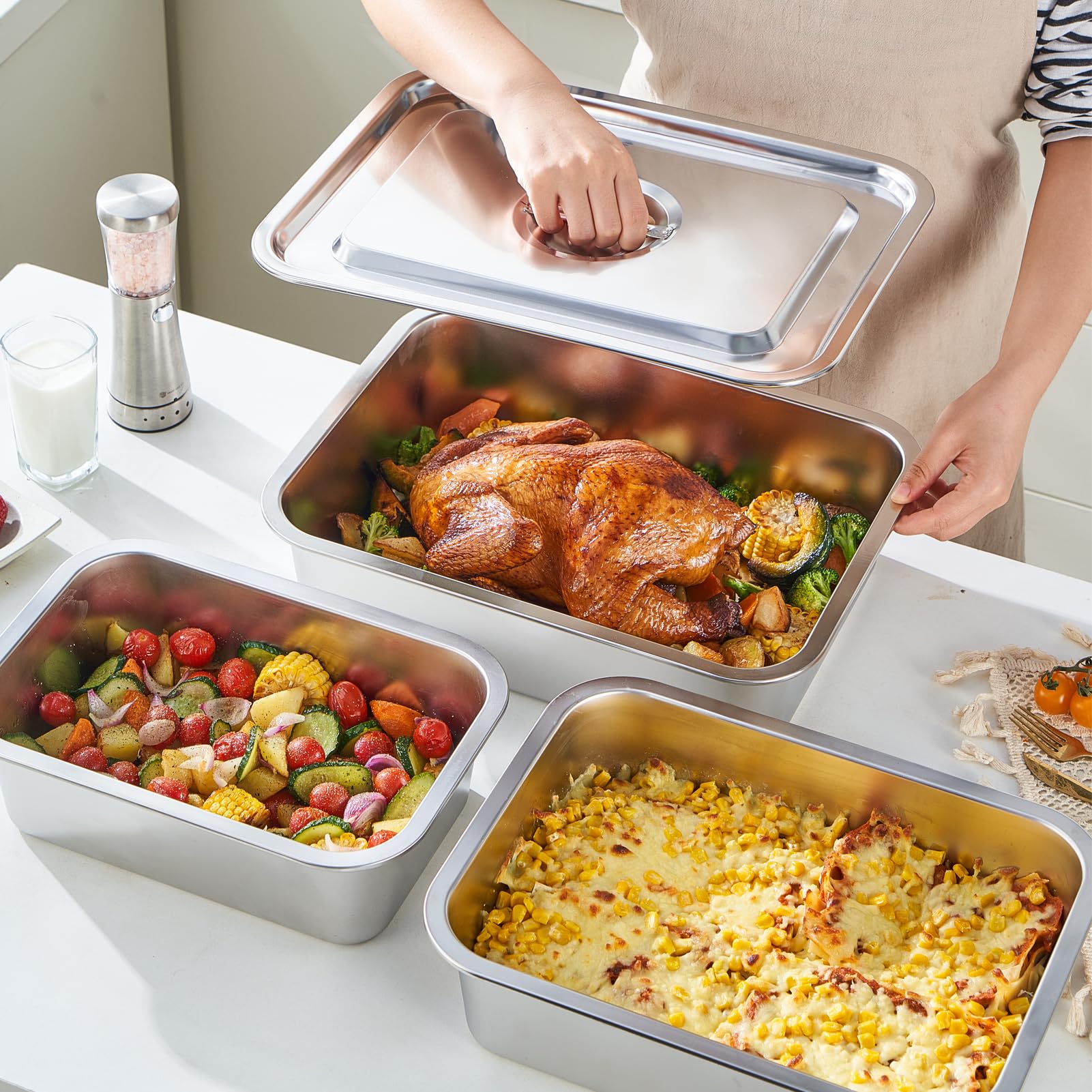 CozyState two-pan stackable set for neat kitchen storage.