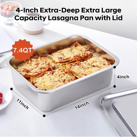 CozyState lasagna pan with lid on for fresh leftovers and storage
