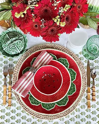 CPC Cotton Print Club washable tablecloth laid flat for quick cleanup