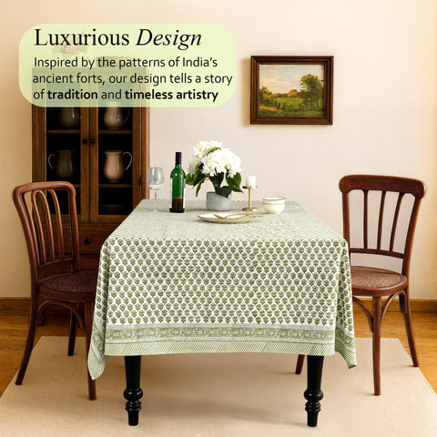 CPC Cotton Print Club wedding table decor in emerald green tones