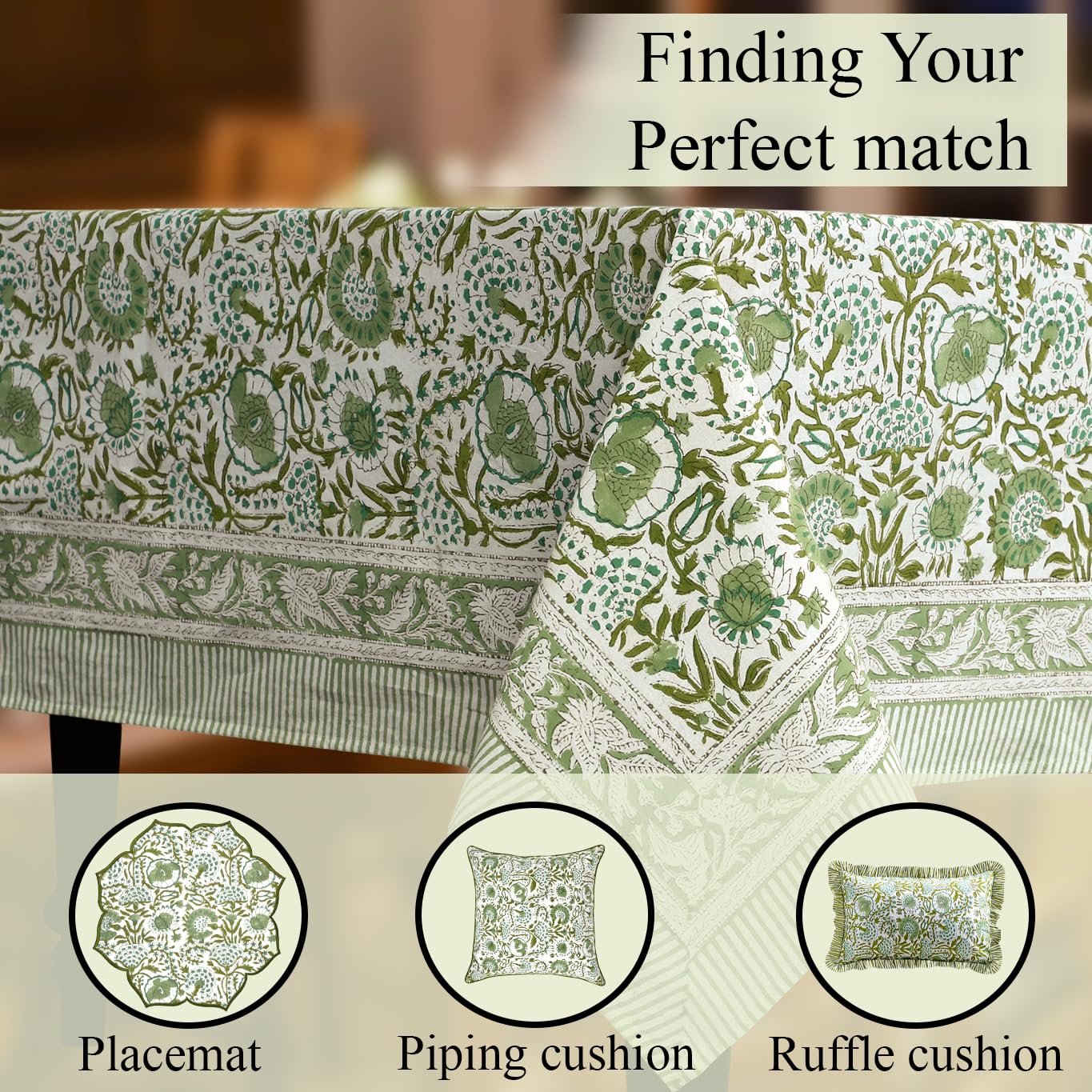 CPC Tablecloth Agate Green heritage design, timeless styling for tables.