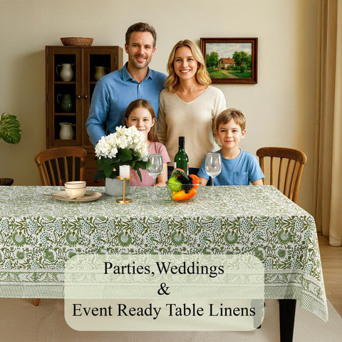 CPC Tablecloth Agate Green wedding dining setup, ideal for guests.