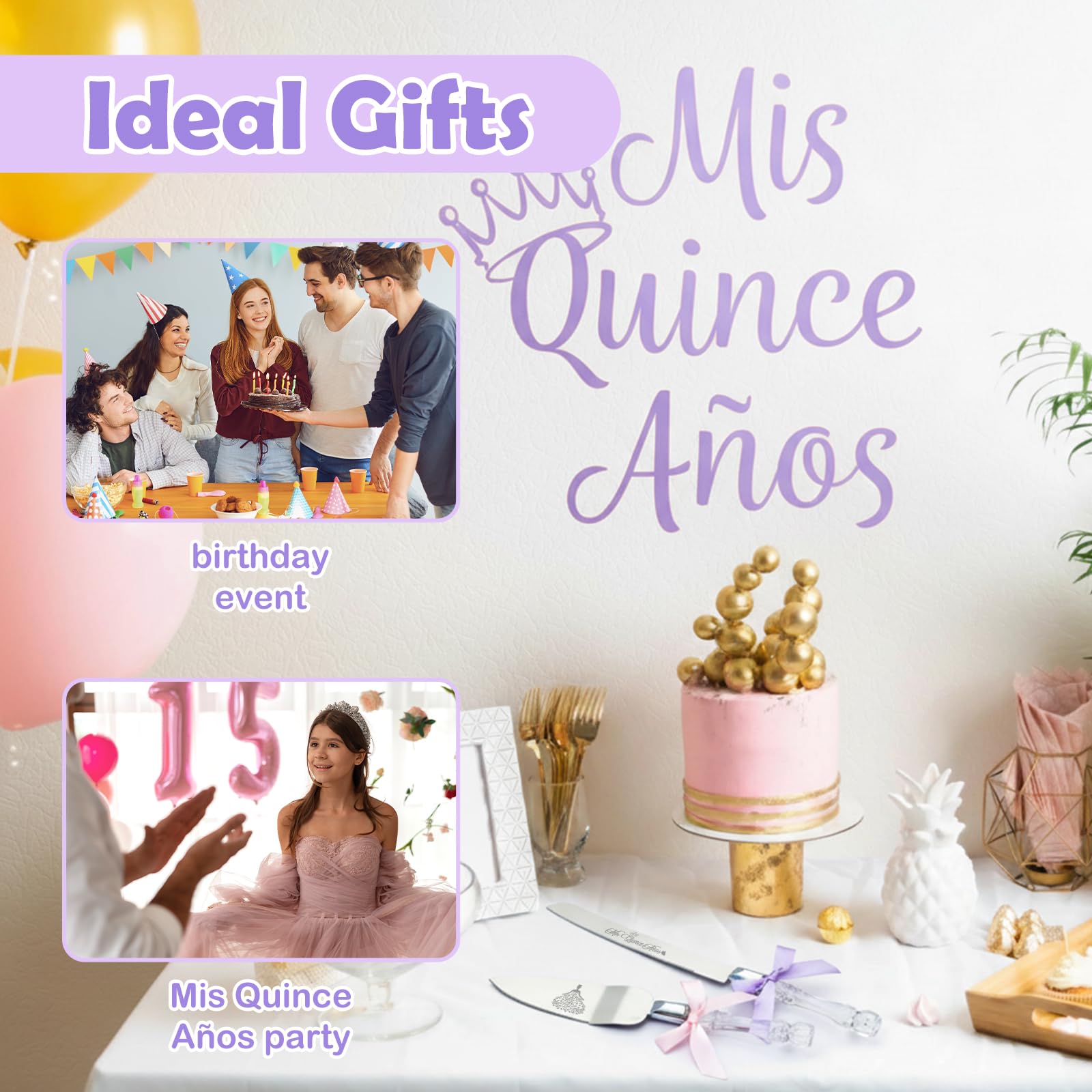 CQNET Mis Quince Años server at 10.6 inches enables precise servings.