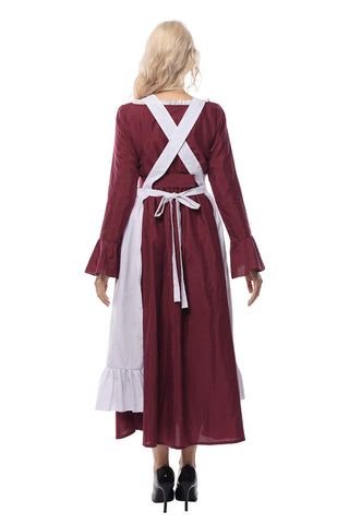 CR ROLECOS White Vintage Maid Apron length demo showing full coverage.
