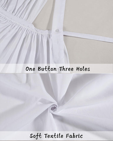 CR ROLECOS White Vintage Maid Apron ruffle detail at hem for vintage charm.