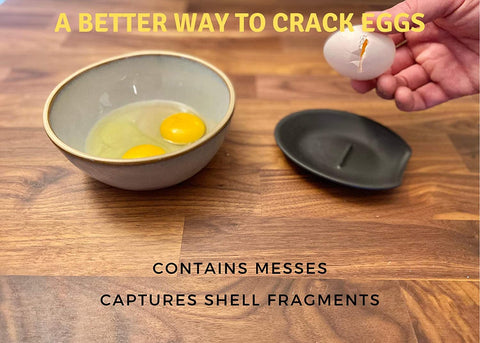 Crack'em Original Contained-Mess Egg Cracker keeps whites in place during cracking.