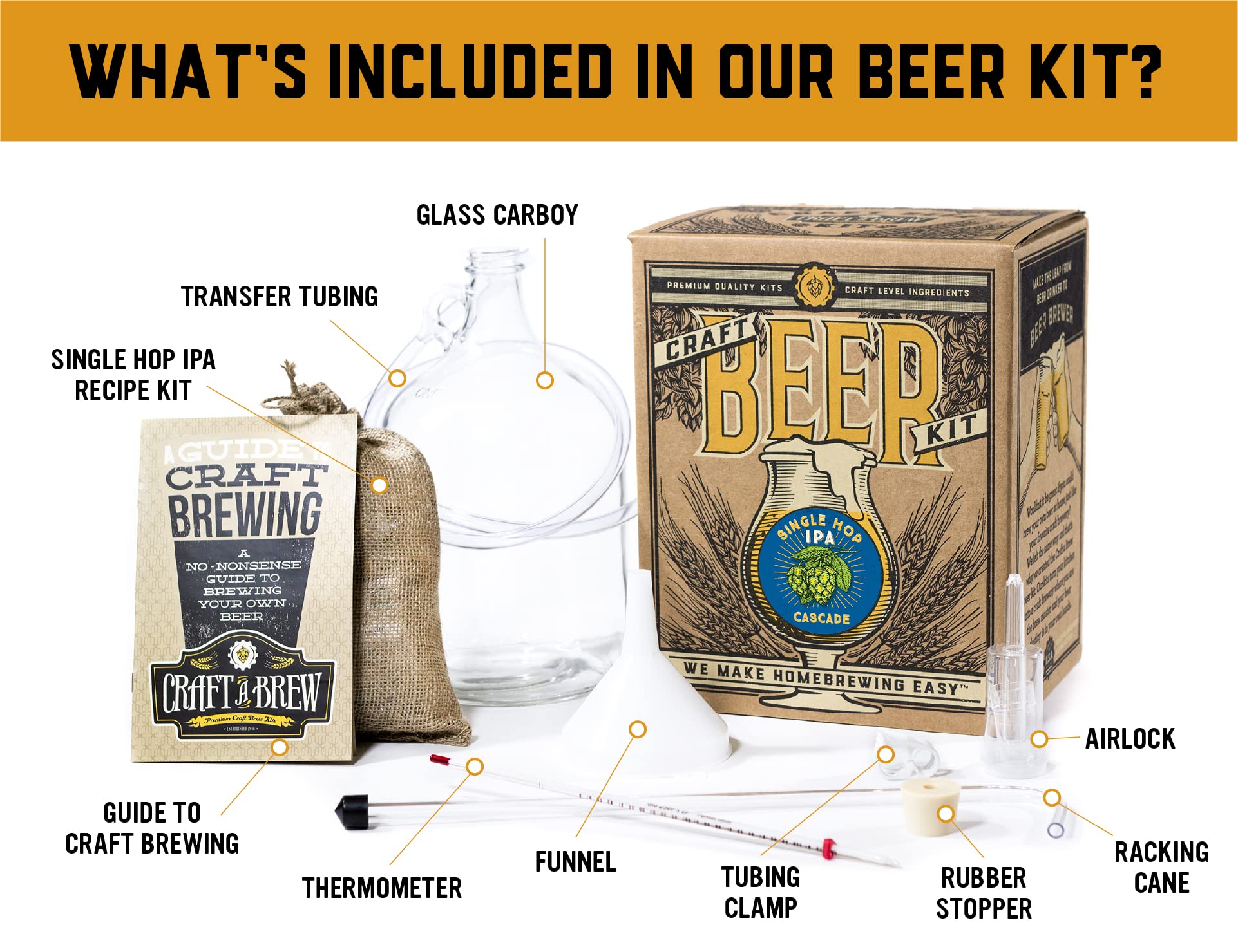 Craft A Brew 1-gallon fermenter with airlock for efficient fermentation.