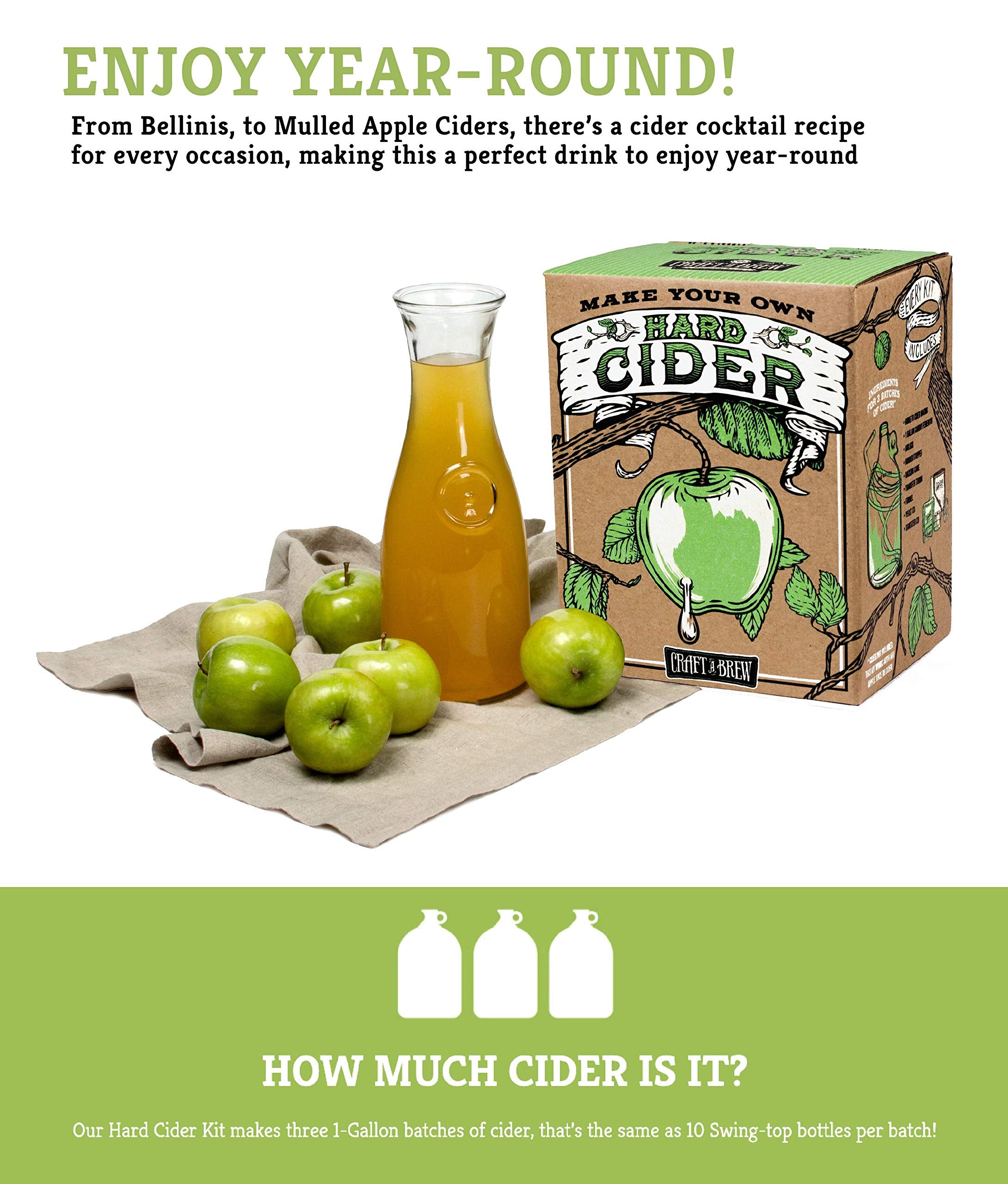 Craft A Brew hard cider kit glass carboy highlights beginner-friendly fermentation.
