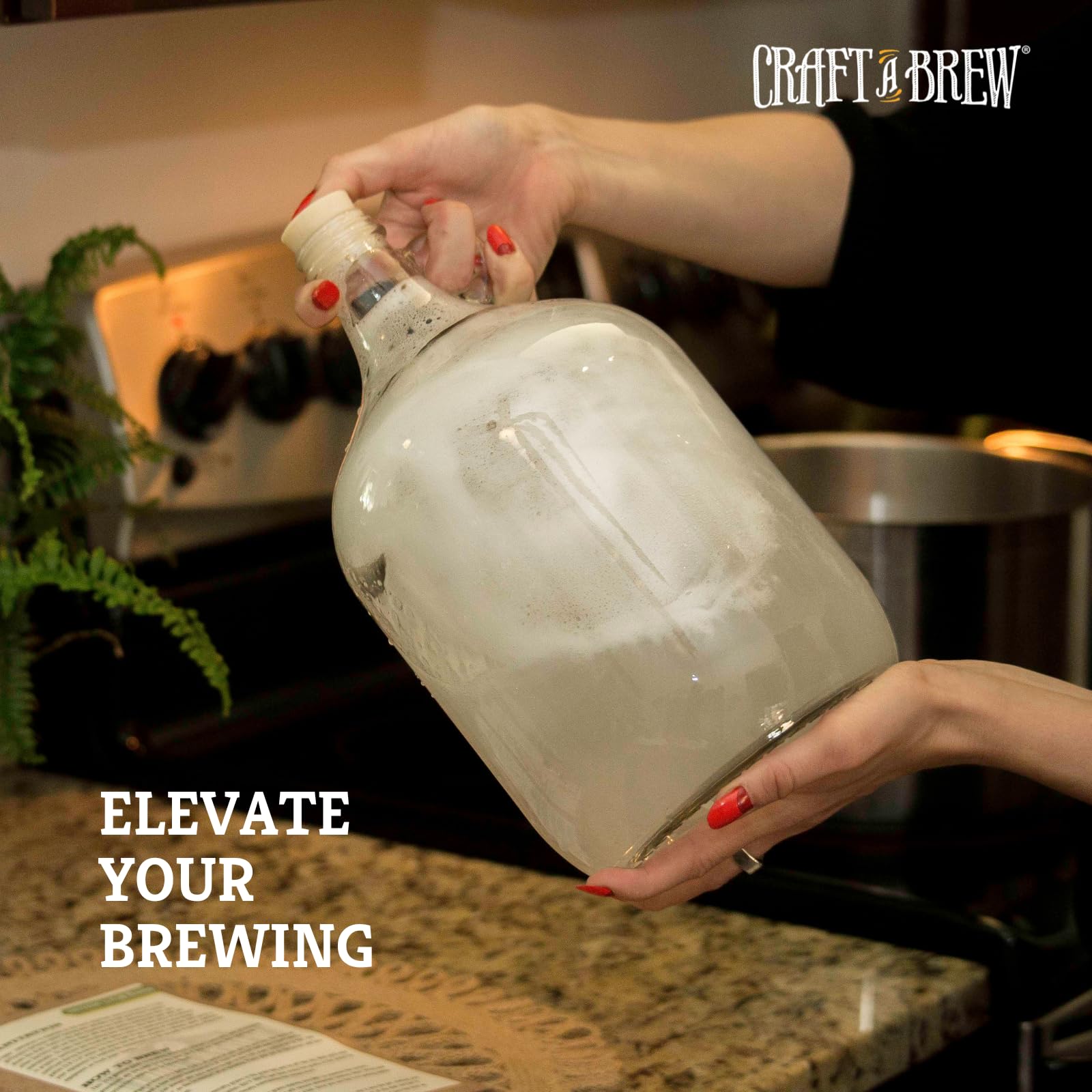 Craft A Brew no-rinse cleanser safely cleans glass, plastic, and metal surfaces.
