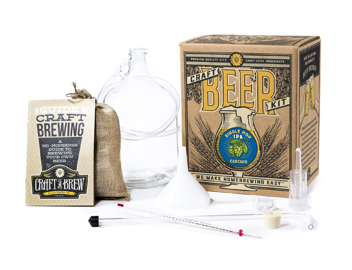 Craft A Brew Single Hop IPA Cascade kit box ready to start home brewing.