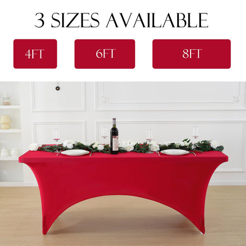 Craft And Party 2-pack 6ft red spandex tablecloth wrinkle-free finish after every use.