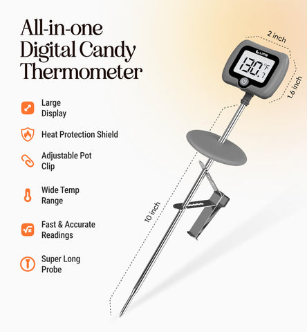 Craft911 10-inch probe thermometer in stainless steel for precise heat control.