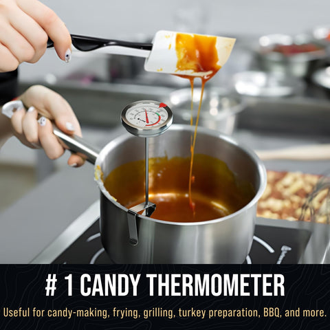 Craft911 candy thermometer with pot clip for steady, hands-free monitoring.