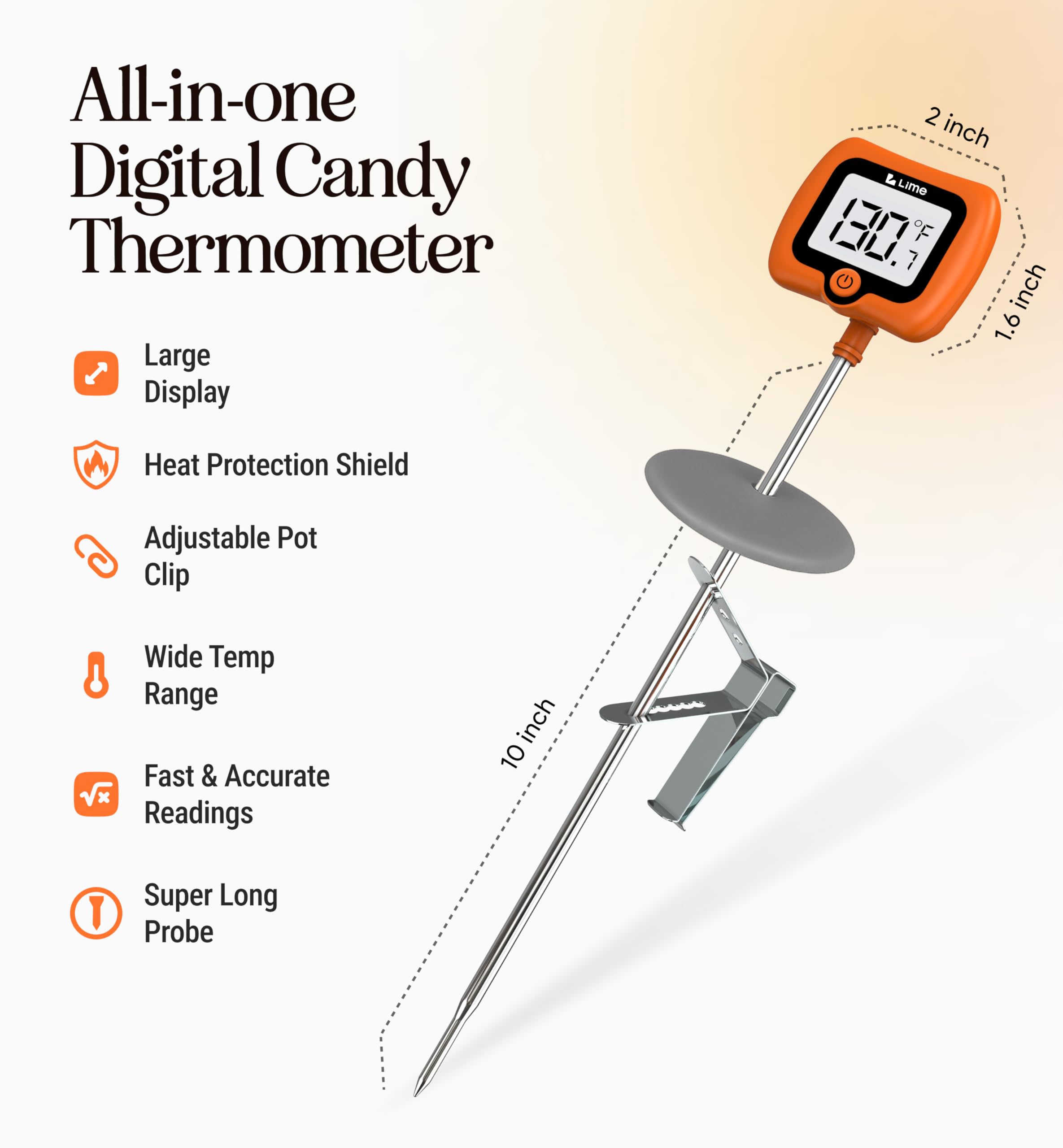 Craft911 thermometer with 10-inch stainless probe for precise readings.