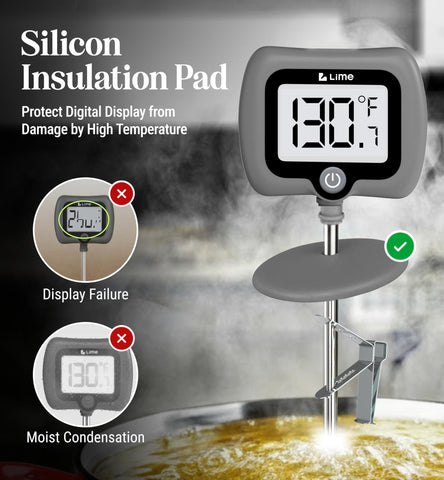 Craft911 instant-read LCD display provides quick temperature checks while frying.