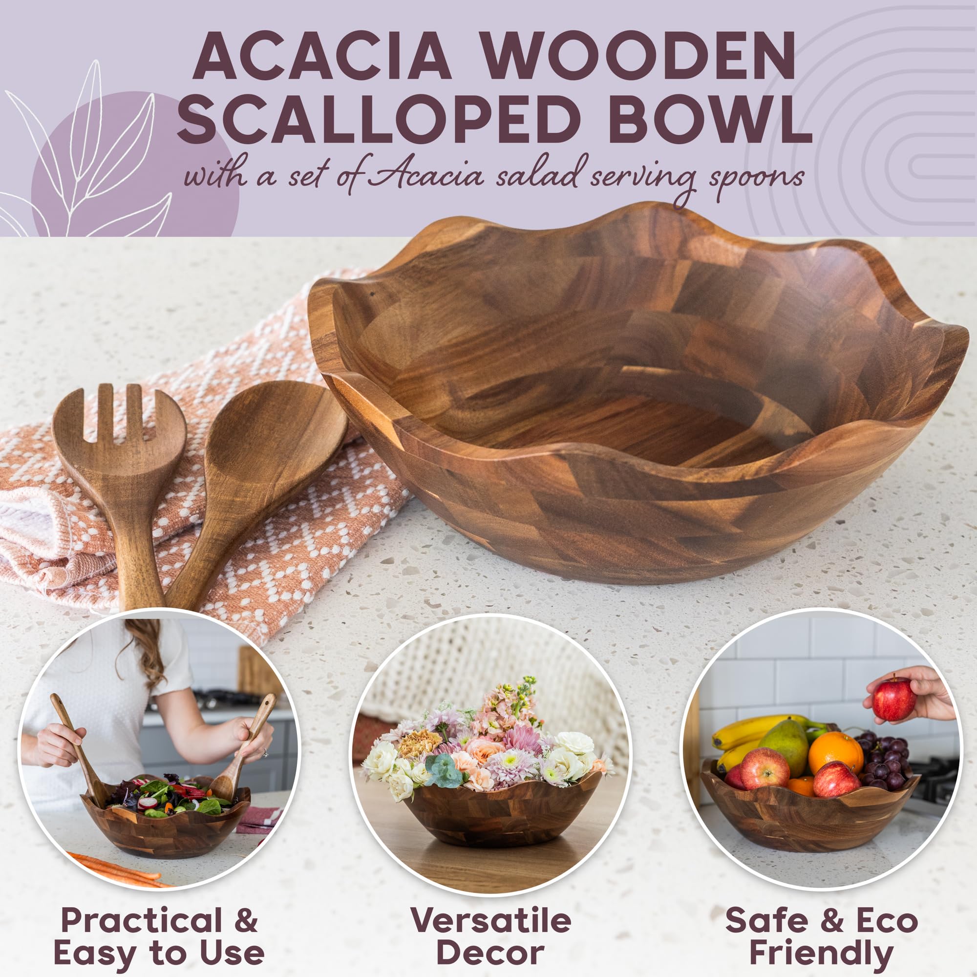 Crafted Finesse scalloped edge bowl adds handcrafted charm to any table