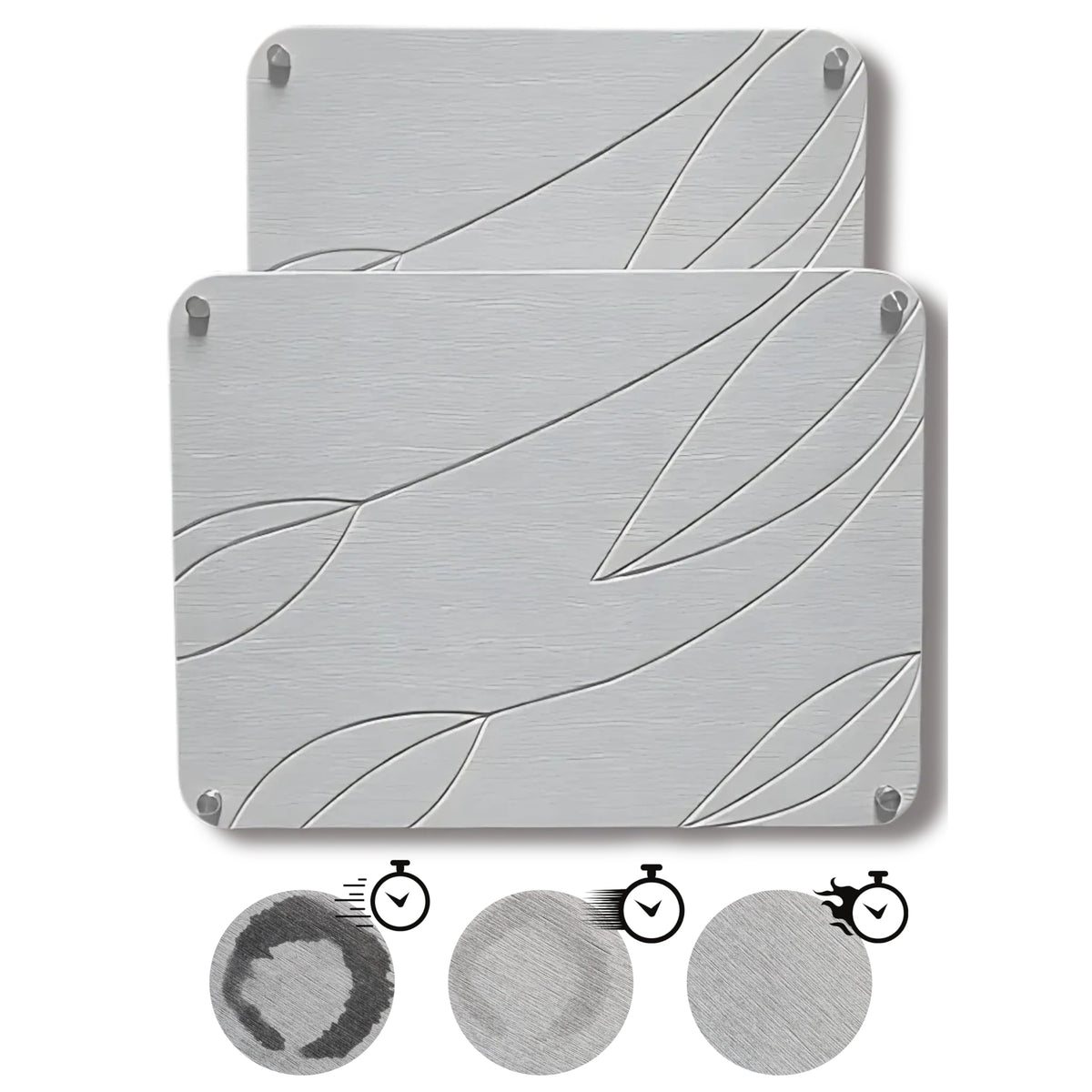 Crafty Witty nesting stone drying mat on a counter, space-saving and efficient.