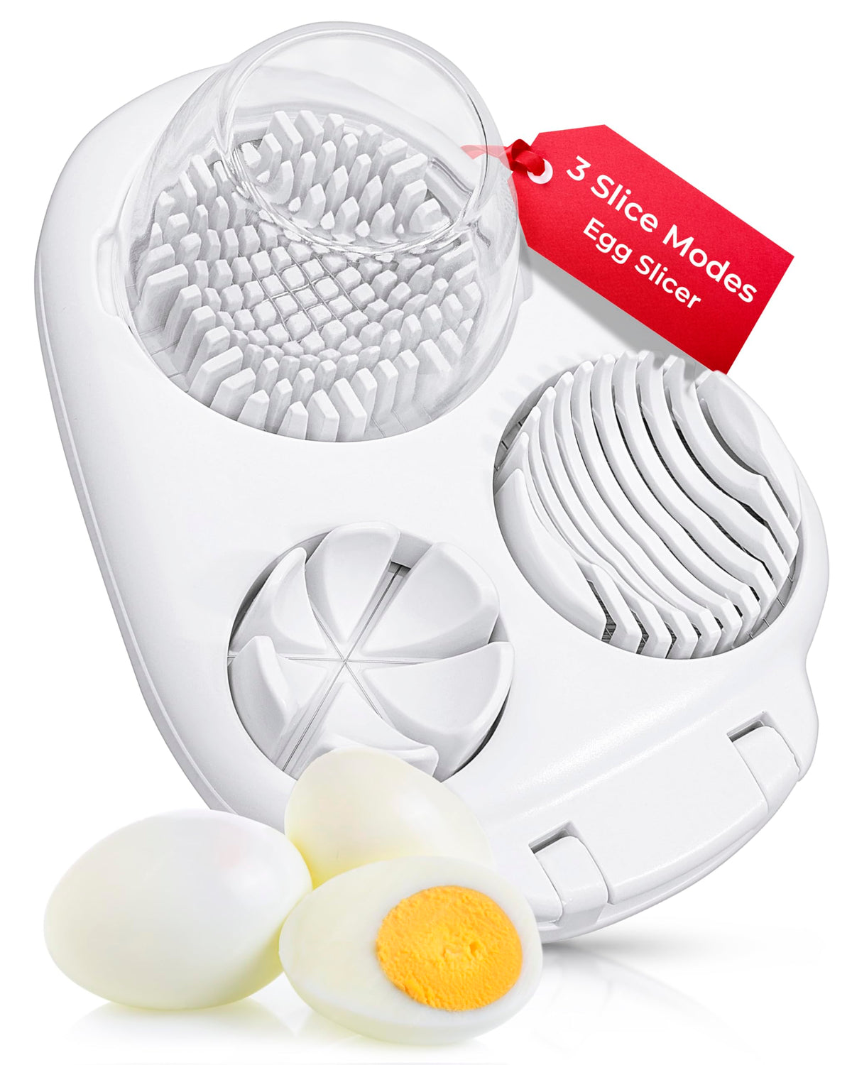 CraftyCrocodile egg slicer with three blades for even, quick slices