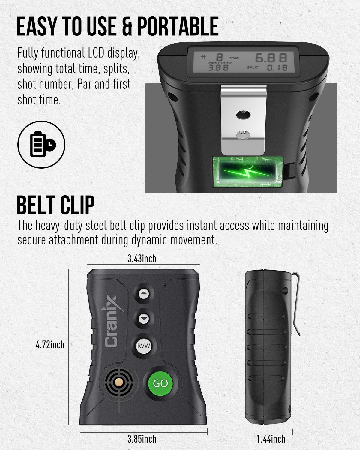 Cranix shot timer offers four modes plus a built-in PAR timer