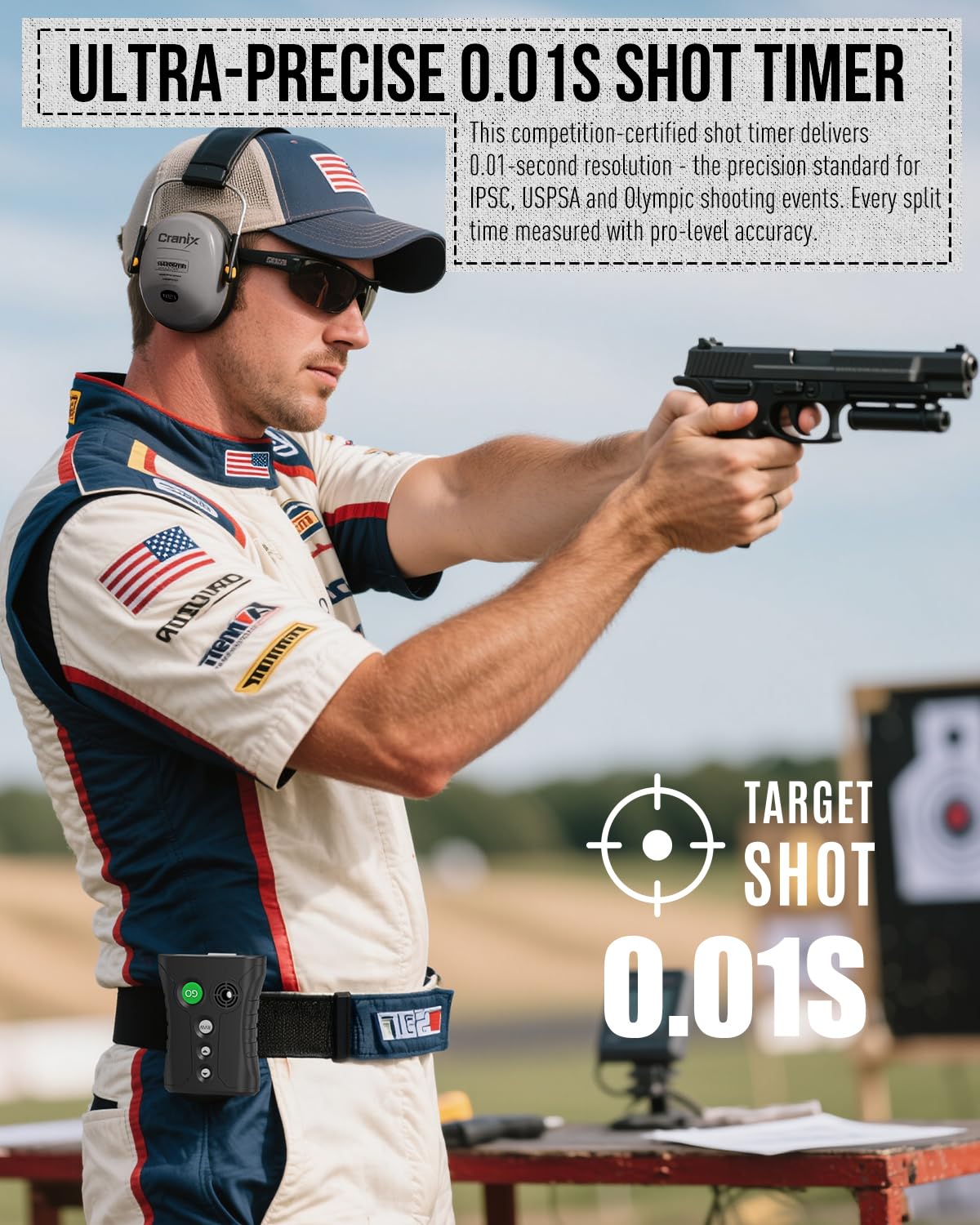 Cranix shot timer with side microphone capture for precise detection