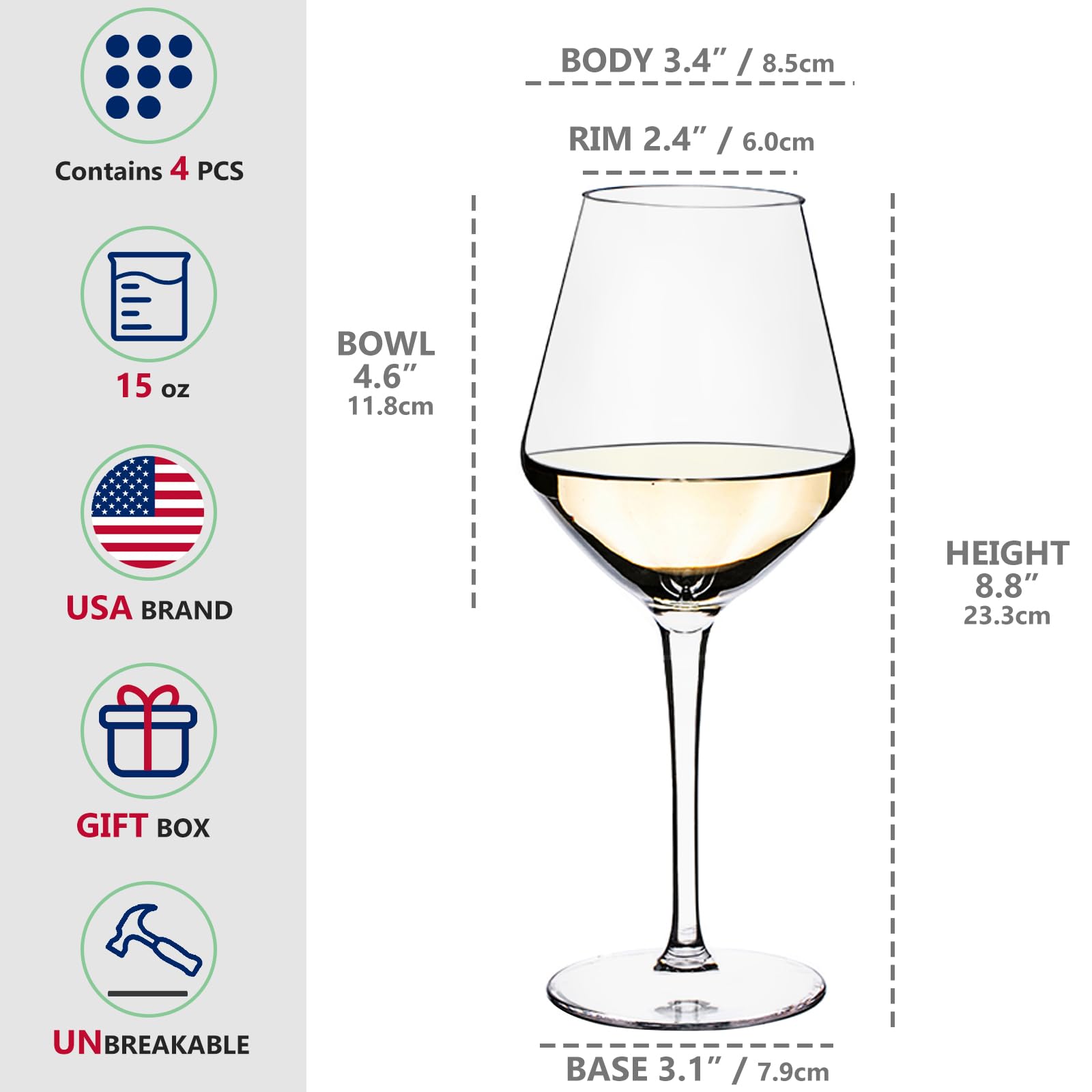 Crayline stemmed plastic wine glasses with crystal-clear appearance