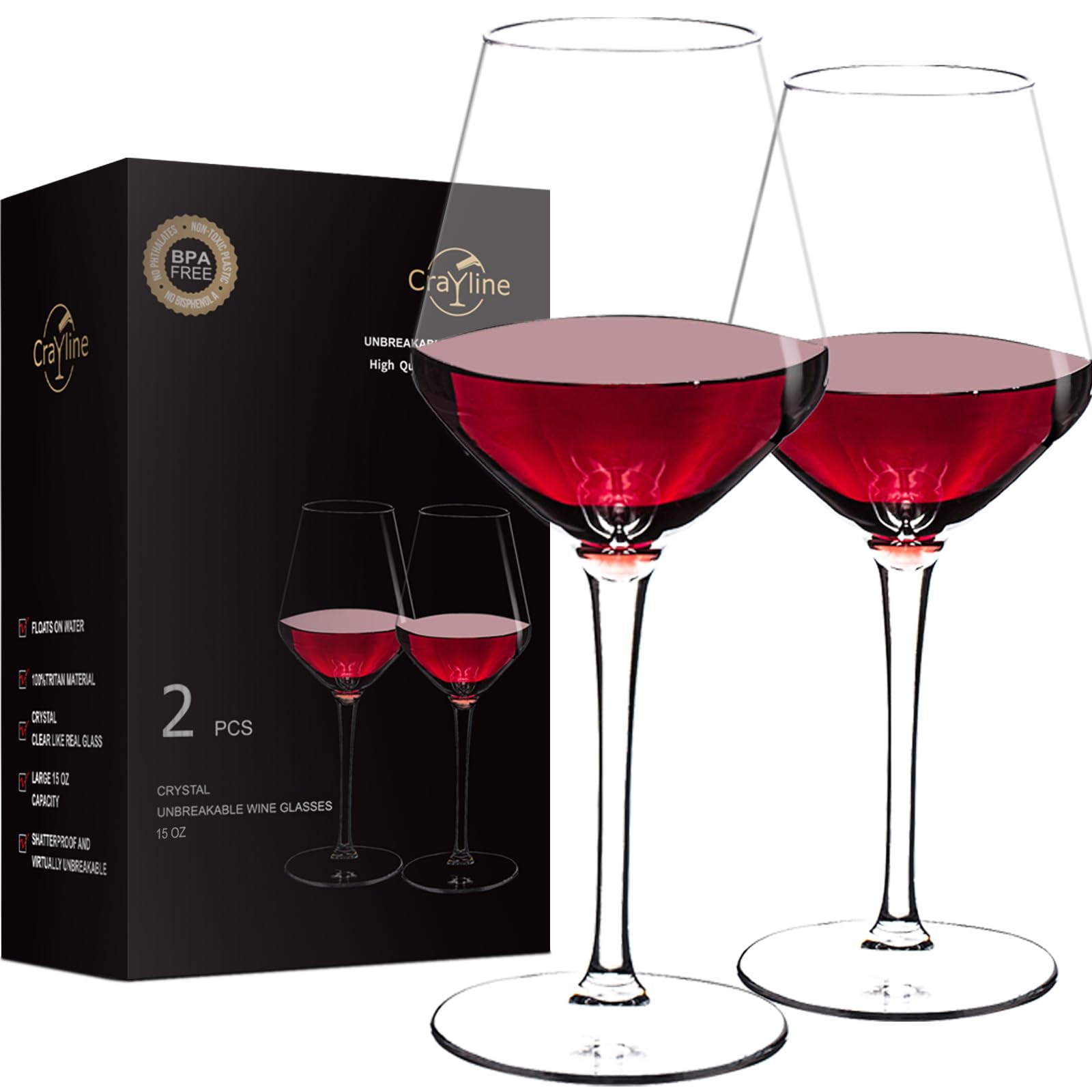 crayline unbreakable wine glasses 15oz showcase crystal-clear look for daily use.