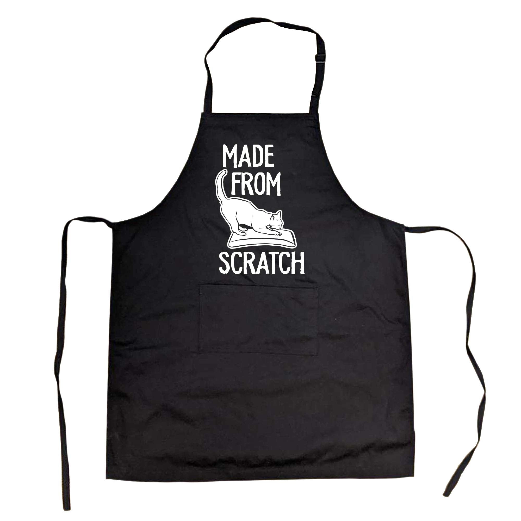 Crazy Dog T-Shirts apron with pocket and cat-scratch graphic protects clothing while cooking