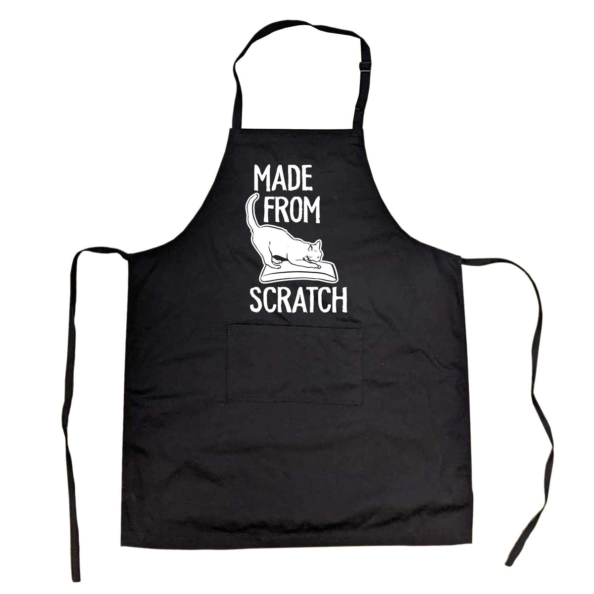 Crazy Dog T-Shirts apron with pocket and cat-scratch graphic protects clothing while cooking
