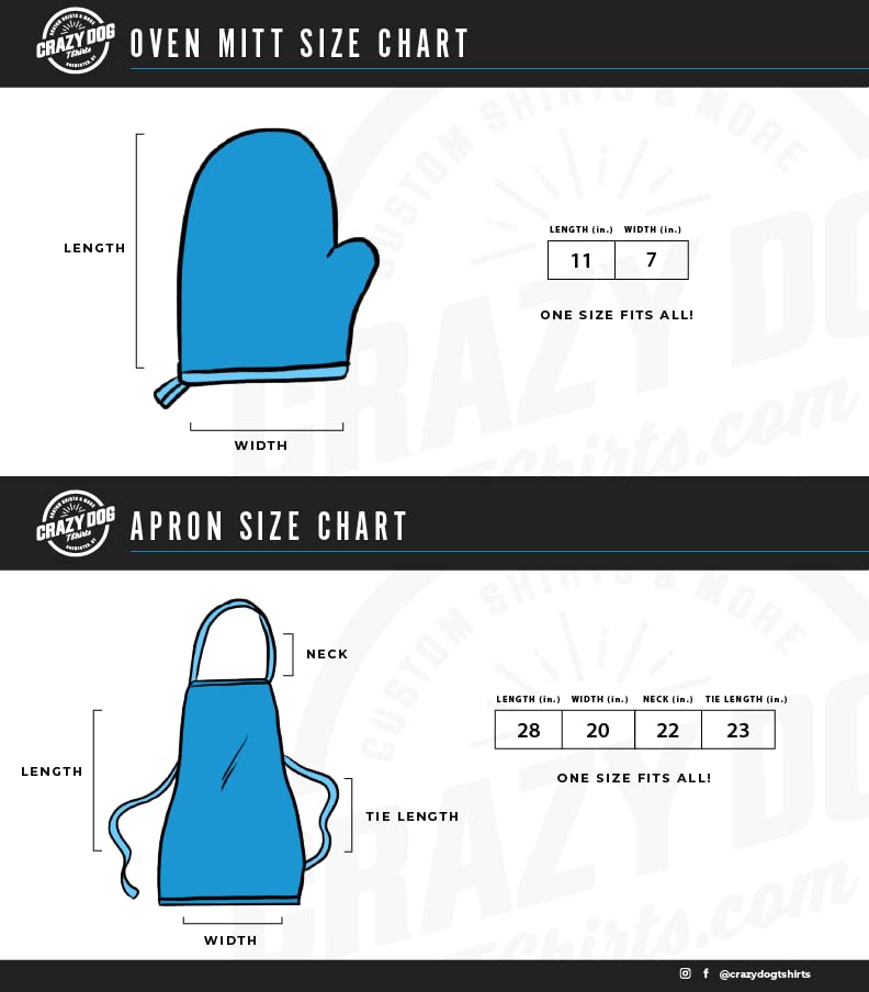 Crazy Dog T-Shirts apron wearer demo showing universal size fit
