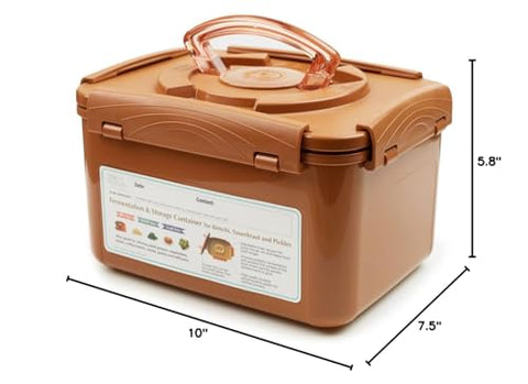 Crazy Korean Cooking Premium Kimchi Container 1.3 gallon capacity suits large batches.