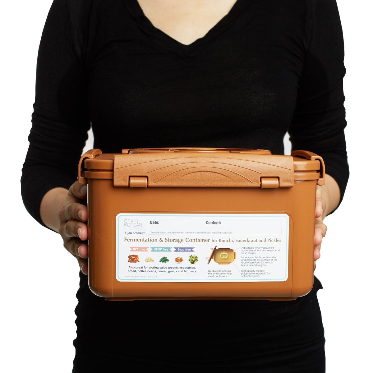 Crazy Korean Cooking Premium Kimchi Container surface protection helps preserve food texture and color.