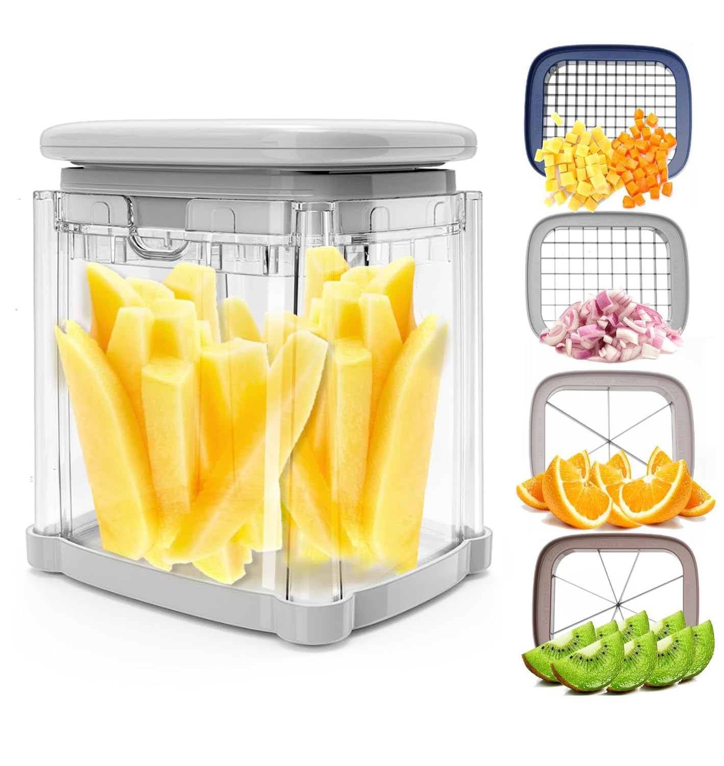 CrazyQueen French Fry Cutter 4-in-1 for quick, uniform fries