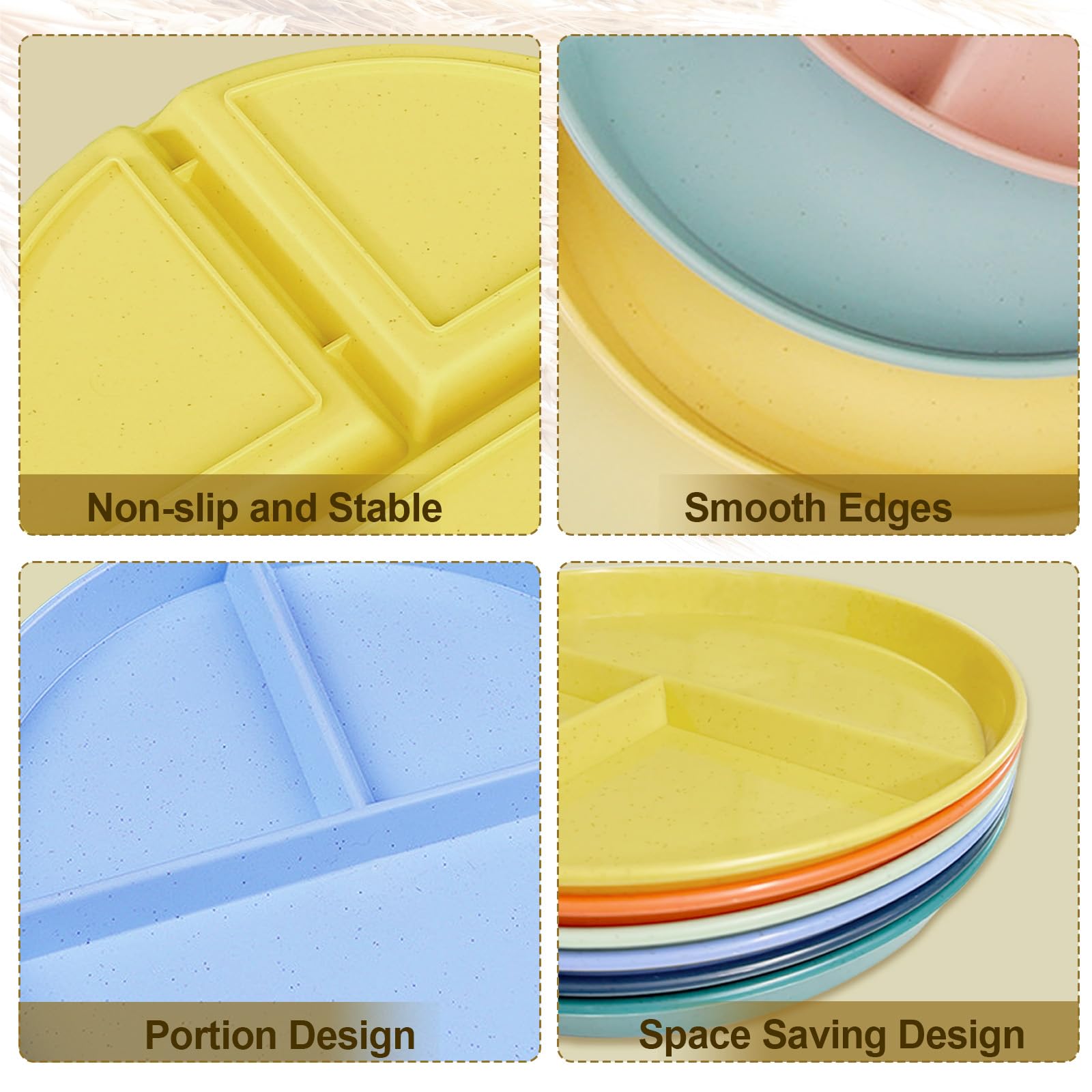 CrazyTerra divided plate light-green provides color-coding and portion guidance for meals.