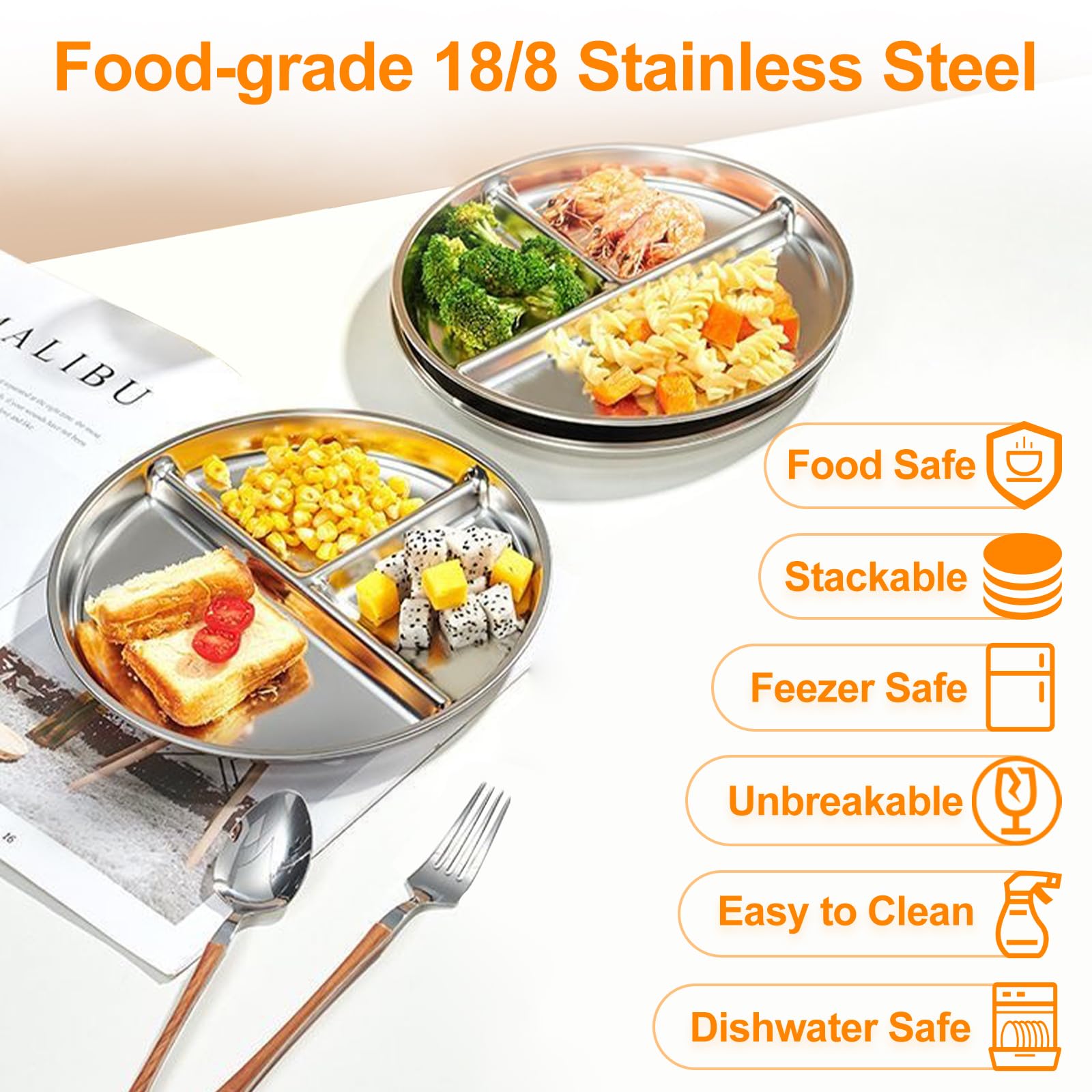 CrazyTerra BPA-free metal plate ideal for school and travel