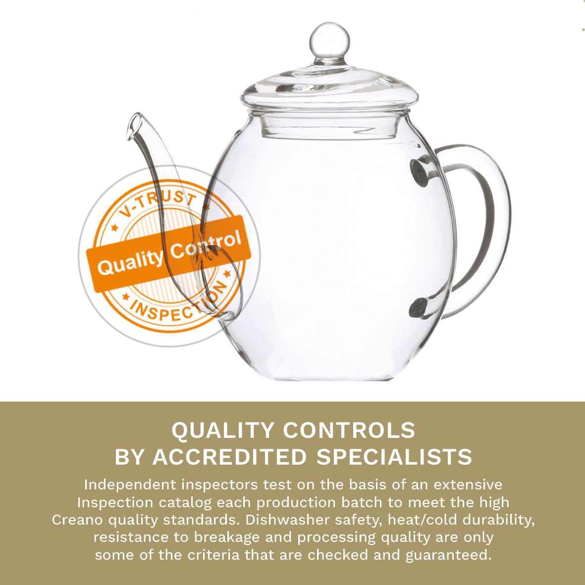 Creano glass teapot spout enabling drip-free pouring