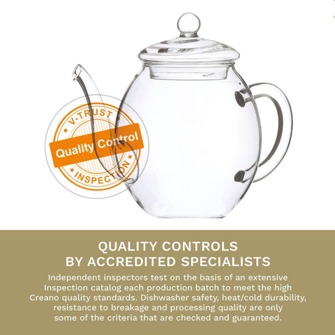 Creano glass teapot spout enabling drip-free pouring