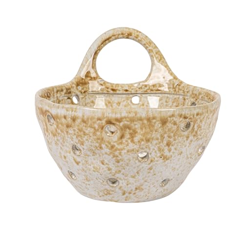 Creative Co-Op beige tone stoneware colander for stylish dining