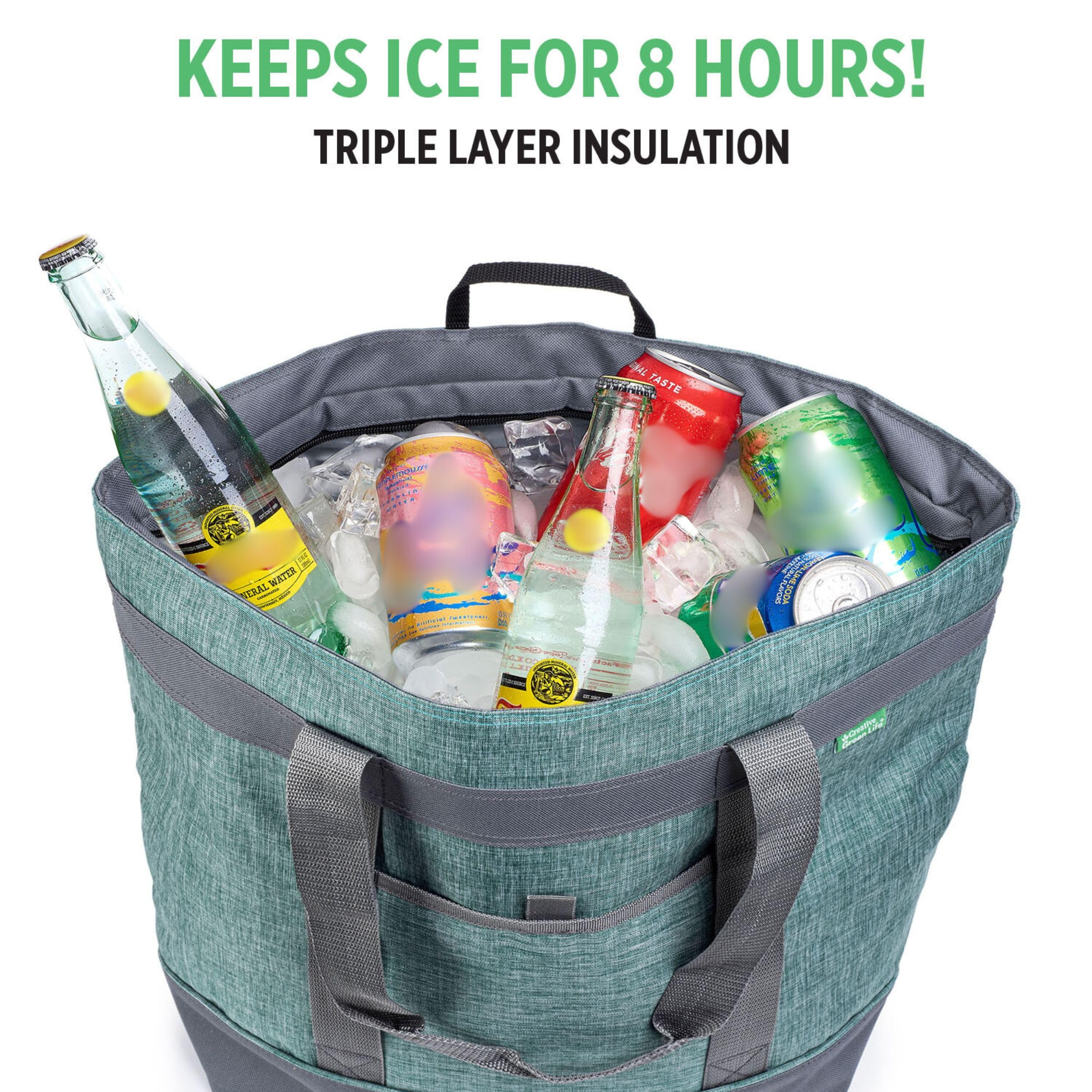 Creative Green Life Jumbo Insulated Cooler Bag leak-resistant liner protects surroundings.