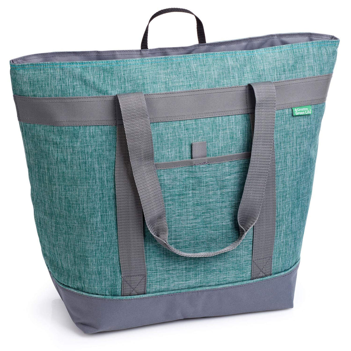 Creative Green Life Jumbo Insulated Cooler Bag open, spacious interior ideal for groceries.