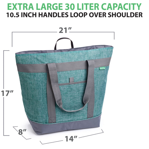 Creative Green Life Jumbo Insulated Cooler Bag shoulder strap enables hands-free meal transport.