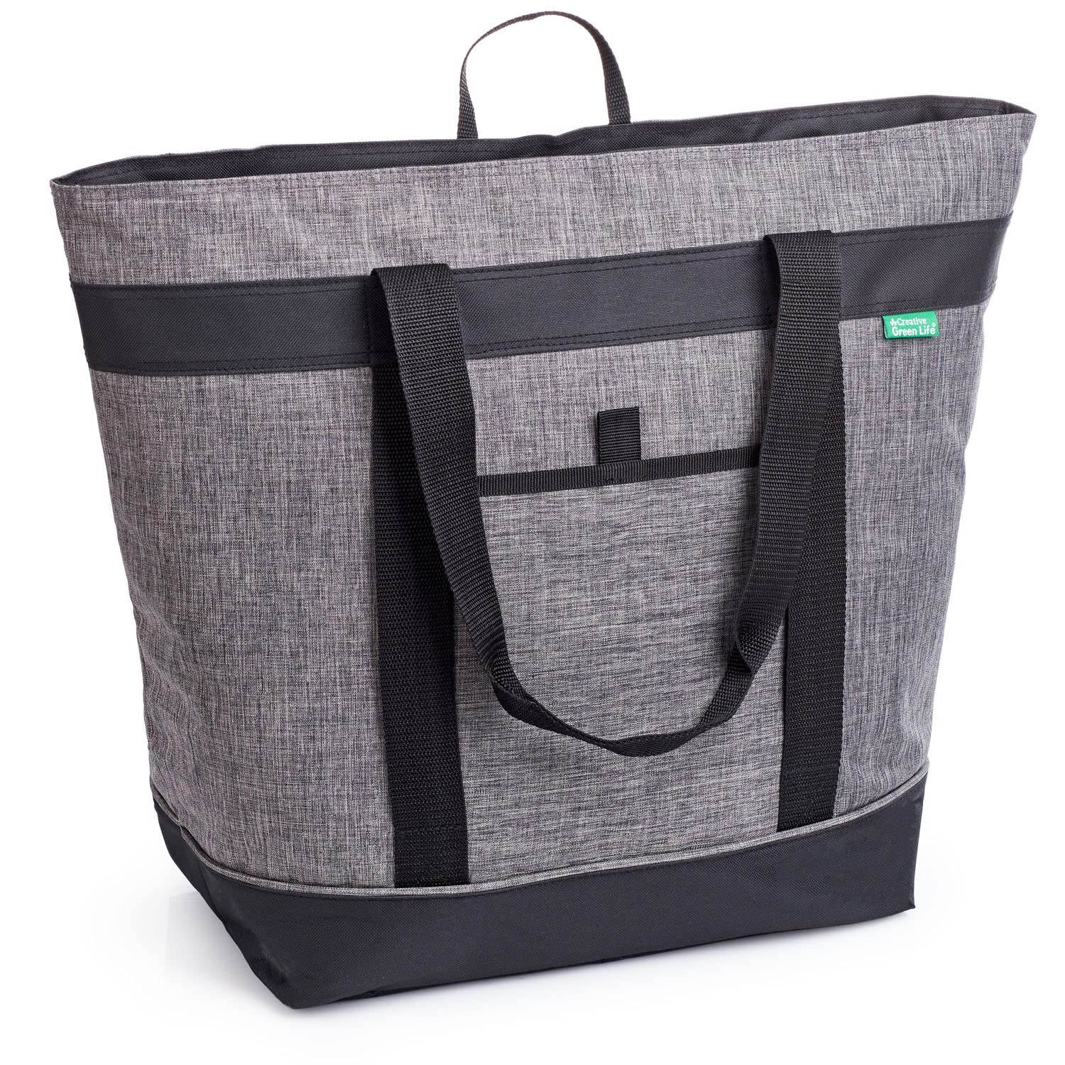 Creative Green Life Jumbo Insulated Cooler Bag Charcoal keeps drinks cold during grocery trips.