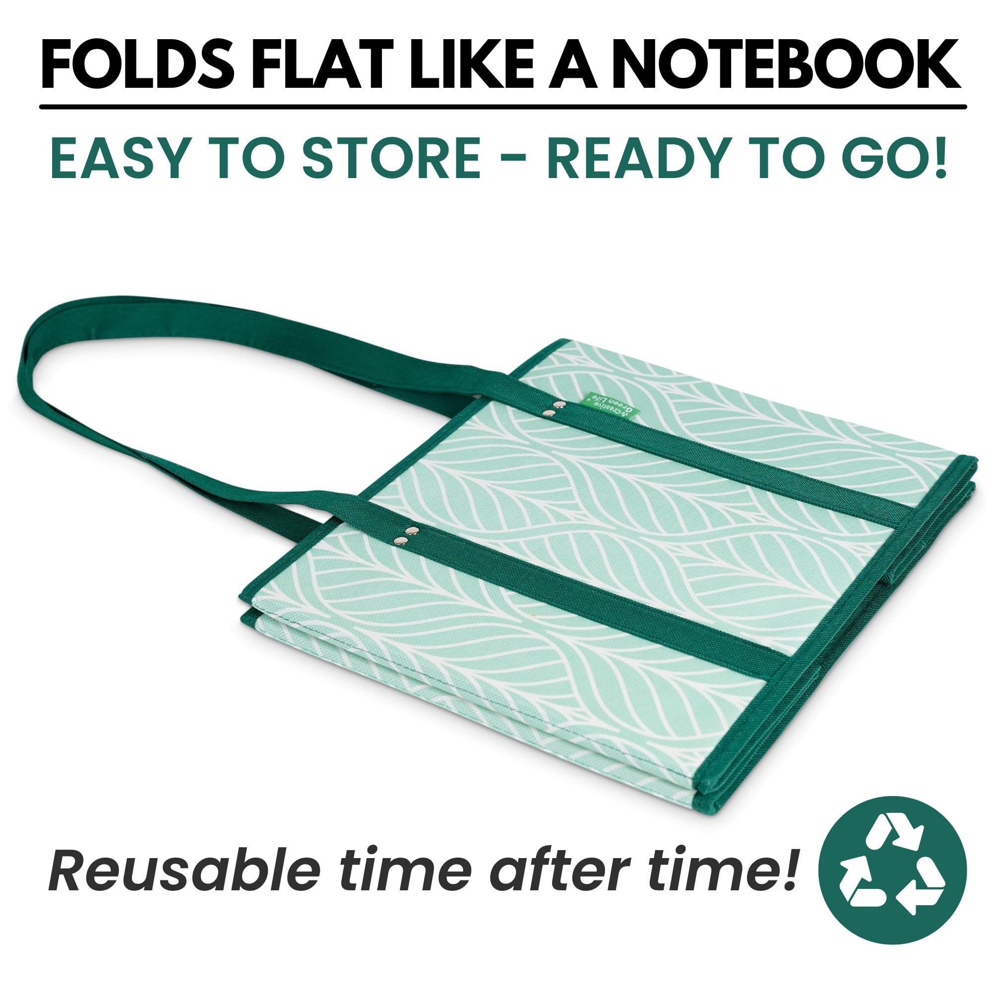Creative Green Life long handles offer comfortable carrying during busy shopping.